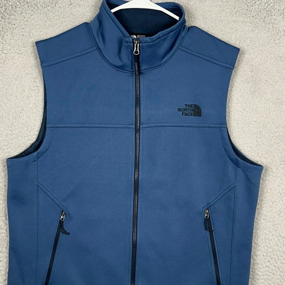 The North Face Vest Mens Large WindWall Softshell Blue Full Zip Sleeveless EUC